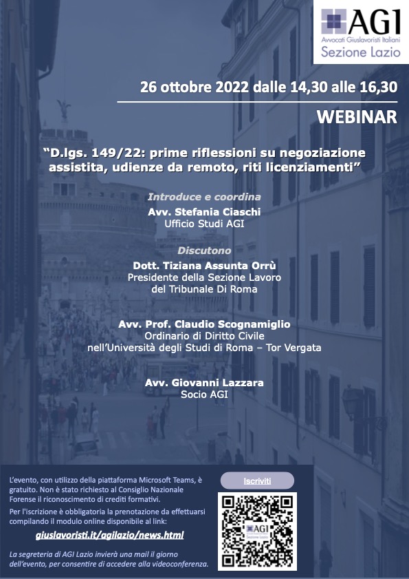 Slides Prof. Scognamiglio del Webinar “D.lgs. 149/22: prime riflessioni su negoziazione assistita, udienze da remoto, riti licenziamenti”